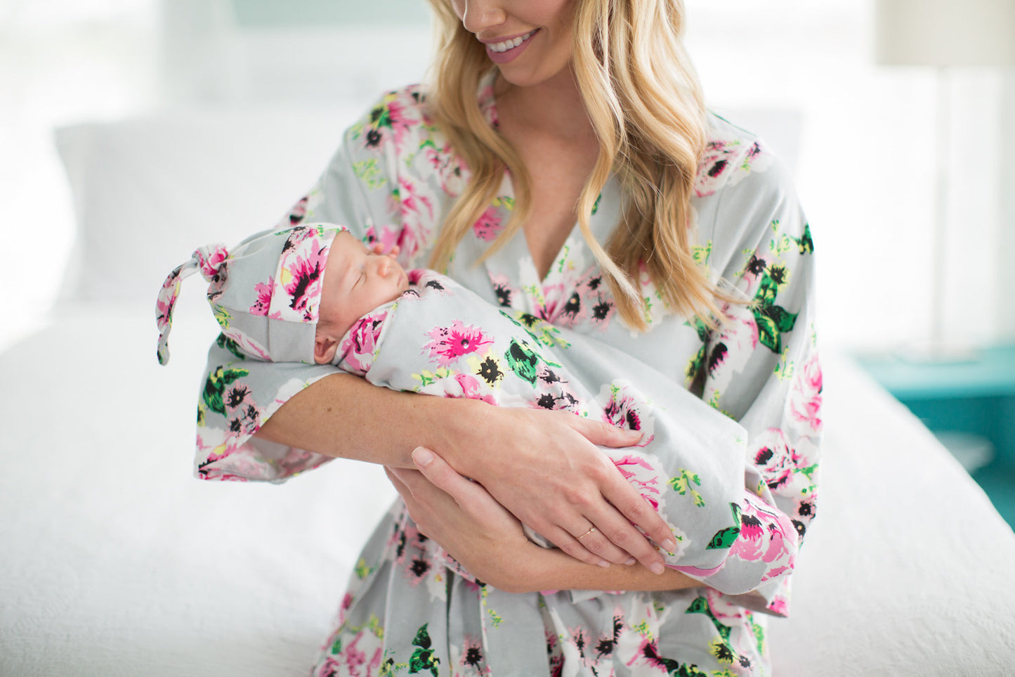 Olivia Robe & Newborn Swaddle Blanket Set & Dad T-Shirt