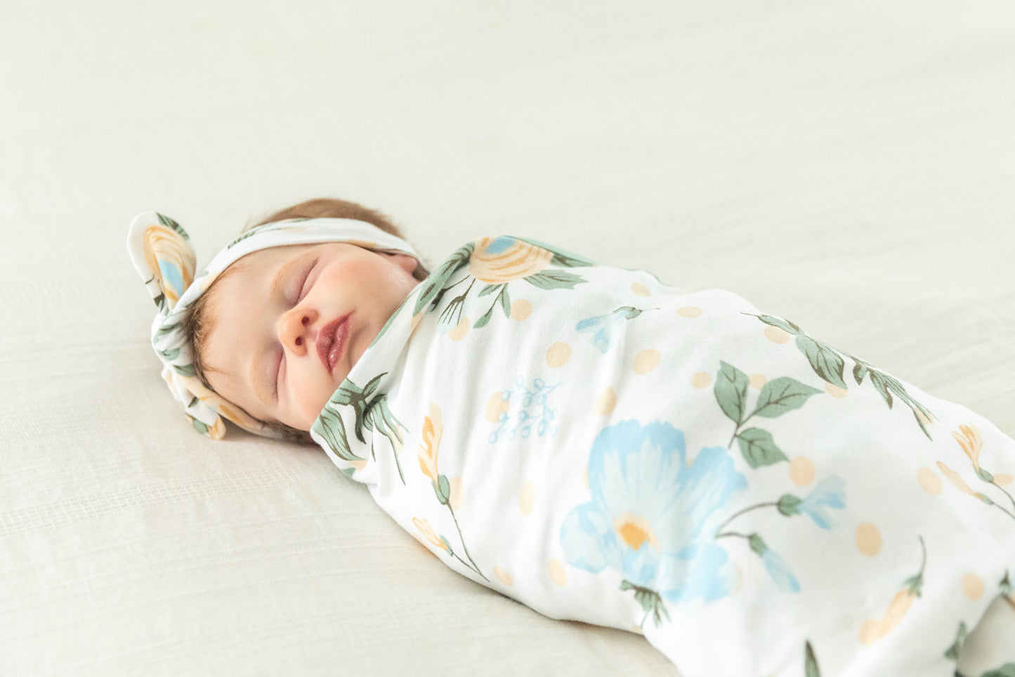 Olive Green Robe & Hadley Newborn Swaddle Blanket Set