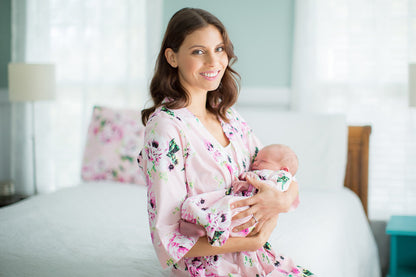 Amelia Robe & Baby Receiving Gown & Hat Set