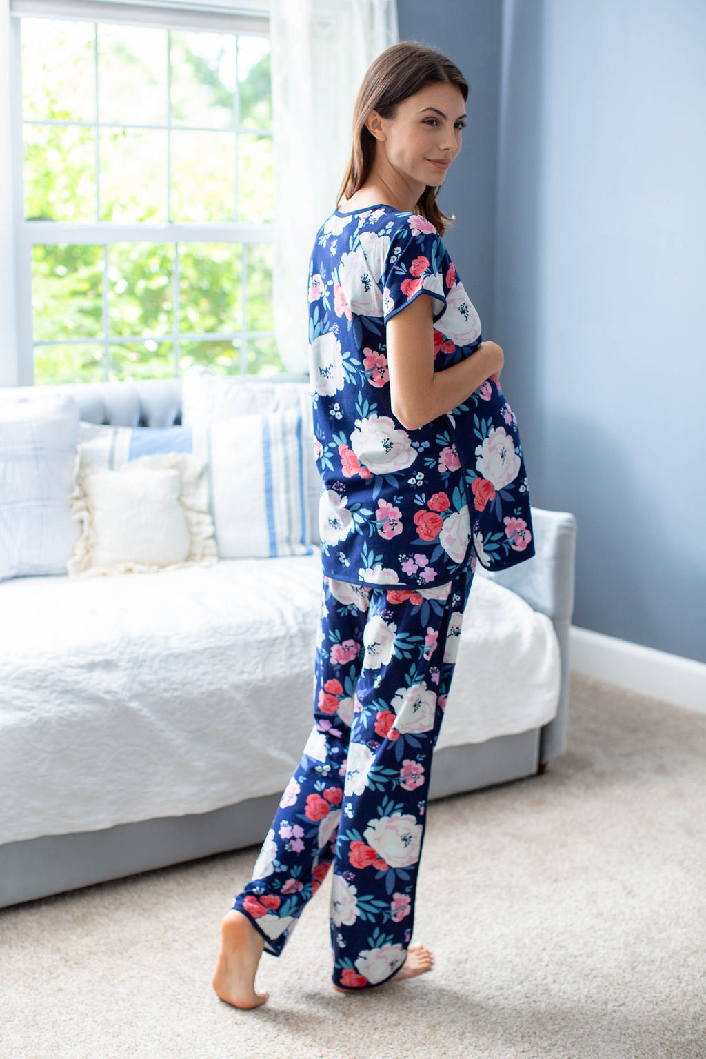 Annabelle Maternity Nursing Pajamas & Newborn Swaddle Blanket Set