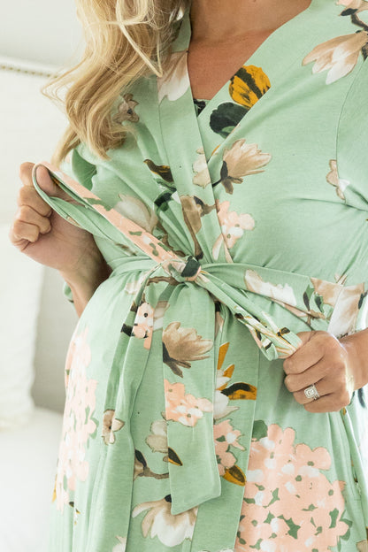 Gia Robe & Sage Green Newborn Swaddle Blanket Set & Dad T-Shirt