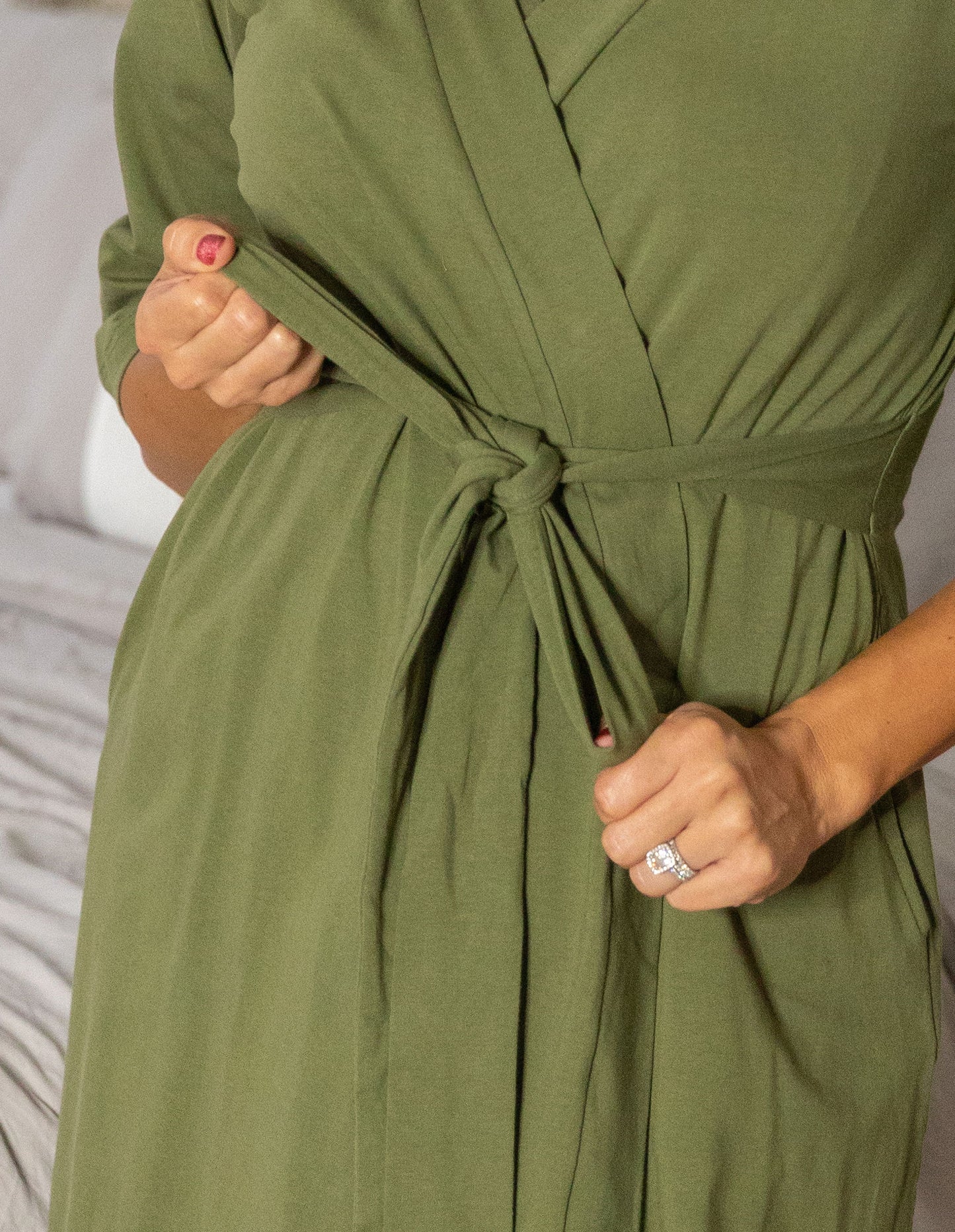 Olive Green Robe & Hadley 3 in 1 Labor Gown Set