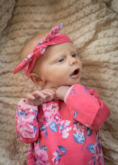 Rose Newborn Receiving Gown & Headband Set