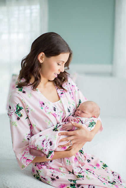 Amelia Robe & Baby Receiving Gown & Hat Set