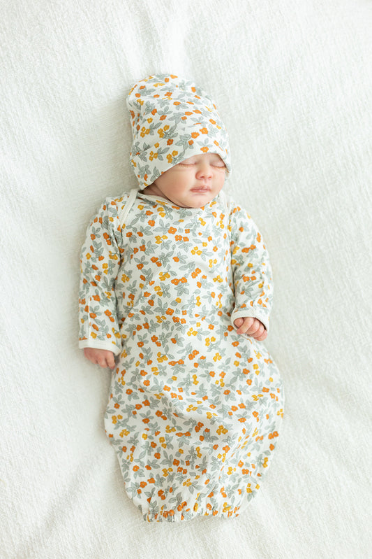 Aspen Newborn Receiving Gown & Hat Set