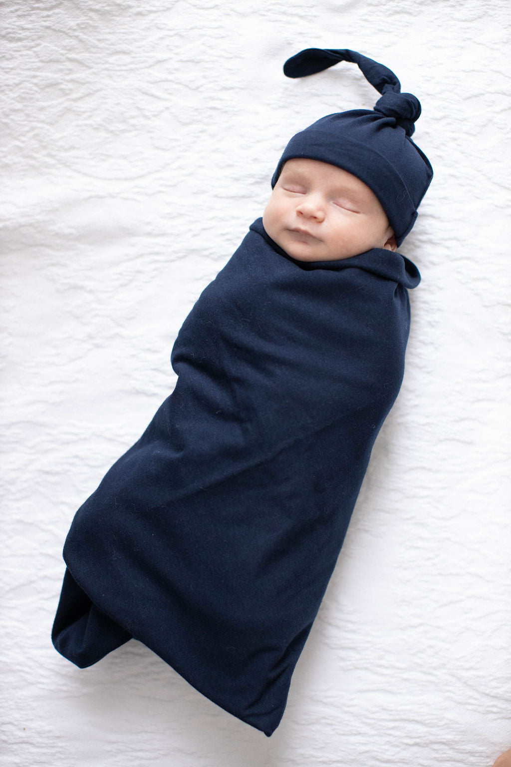 Navy Robe & Newborn Swaddle Blanket Set