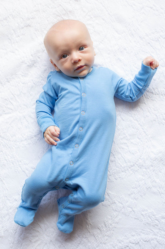 Sky Blue Baby One Piece Footed Romper